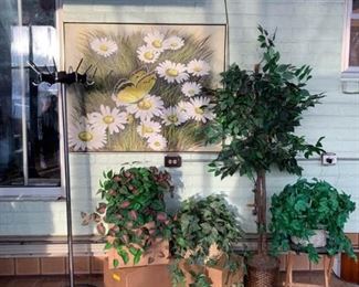 Framed Painting and Artificial Plants