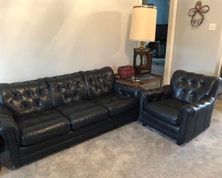 Matching Leather Chair & Sofa