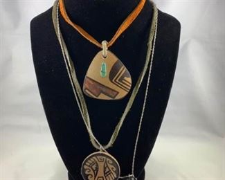 3 NativeMade Pottery Necklaces