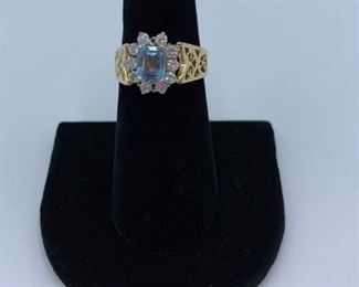 Aquamarine and Diamond Ring