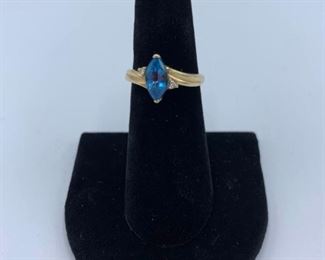 Blue Topaz Ring with Diamonds