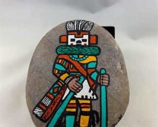 Hand Painted Kachina on a River Rock