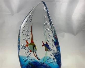 Signed Handblown Glass Ocean Scene
