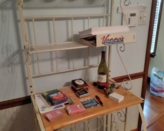 off white metal baker's rack