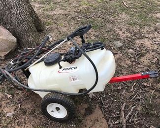 Fimco battery powered wagon pull behind yard and garden sprayer