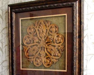 Architectural, Salvage, Framed, Carved Wood, Wall Decor