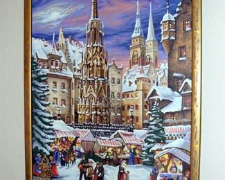 Paint By Number, Christmas, Winter Scene, Vintage, European Village, Snow