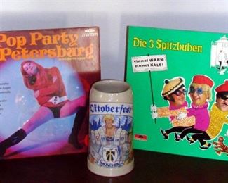 Vintage, 1960's, Mid Century, Music, Records, LP's, German, Comedy, Oktoberfest, Stein, Beer