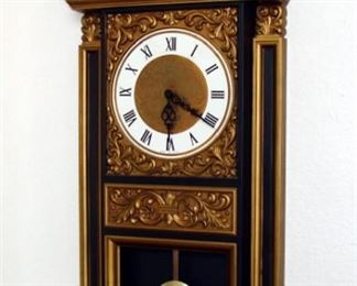 Wall Clock, Pendulum, Hollywood Regency, Vintage, Mid Century, Made in USA 