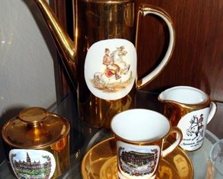 Winterling, 22K Gold, Porcelain, Fine China, Demitasse, Dessert Set, Coffee, Service, Tea, Pot, Bavaria, Vintage, Cream, Sugar, Saucer