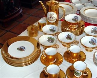 Winterling, Marktleuthen, Bavaria, Gold, Porcelain, Fine China, Demitasse, Set, Dessert Plate, Coffee Pot, Cup, Service, Tea, Pot, Bavaria, Vintage, Creamer, Sugar Bowl, Saucer