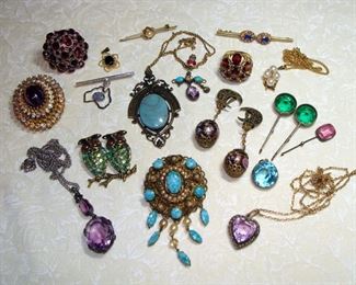 Vintage, Fine, Costume Jewelry, 10K, Gold, Sterling Silver, Opal, Pendant, Ring, Pearls, Earrings, Necklace, Rhinestones, Brooch