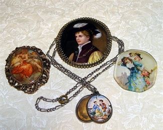 Antique, Victorian, Miniature, Vintage, Jewelry, Locket, Brooch, Pendant