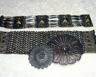 Jewelry, Silver, Mexico, Etruscan, Bracelet, Filigree, Chain Mail, Vintage