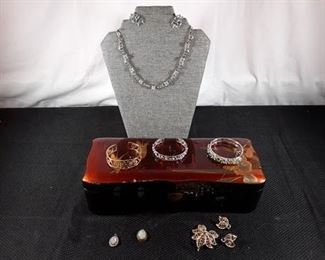 Costume Jewelry and Box