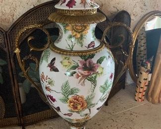 Beautiful Porcelain and Brass Urn
