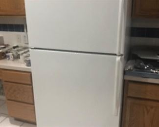 clean working 2 door white fridge   