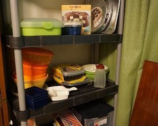 shelving with kitchen items