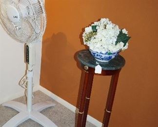 fan, marble top plant or lamp table