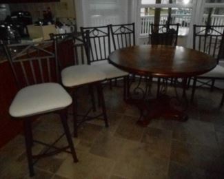 (2) Barstools match the metal back kitchen chairs