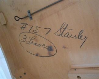 The table is made by Stanley, so noted on the underside of the table