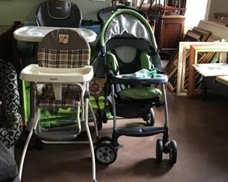 Baby items..stroller, 2 high chairs, car seats