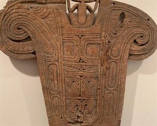 Primitive New Guinea carved wood panel