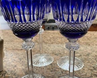 Cobalt blue cut to clear goblets 