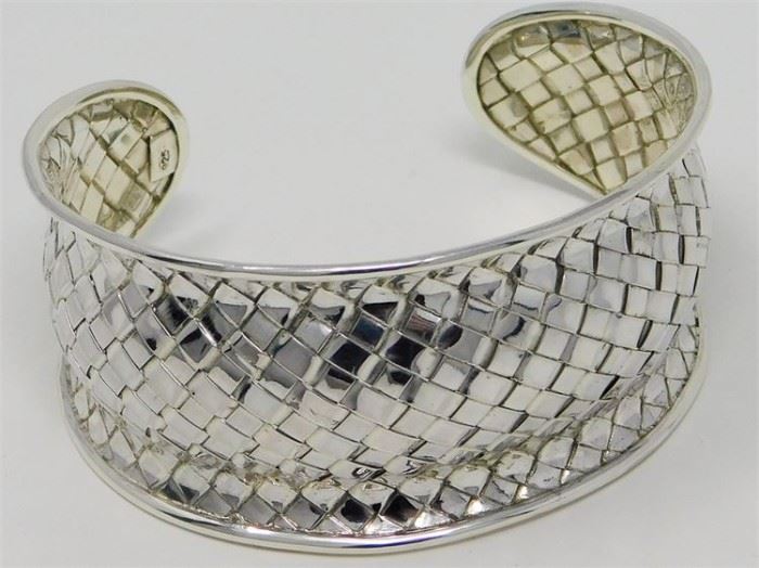 1. Bali Sterling Silver Basket Weave Cuff Bracelet