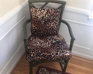 Excellent condition 60’s  Bamboo pair of chairs . Beautifully leopard print high grade fabric
