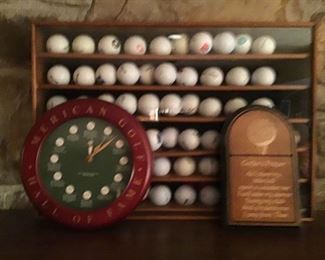 Displayed Collectible Golf Balls, Sign, Clock and Push Button Bag Phone           https://ctbids.com/#!/description/share/314013