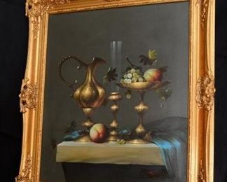 ORIGINAL STILL LIFE OIL PAINTING BY HUNGARIAN ARTIST JOZSEF MOLNAR https://ctbids.com/#!/description/share/307560