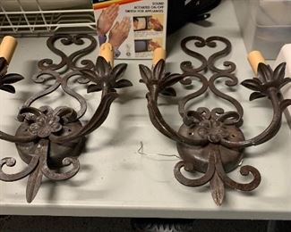 Pair Antique Wrought Iron Wall Sconce