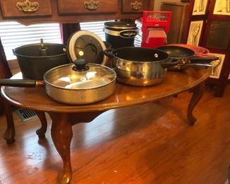 Coffee table 
Pots and pans
