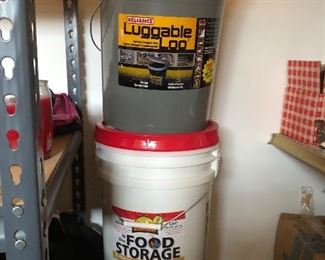 Five containers survival food storage (30 day supply) and portable pot