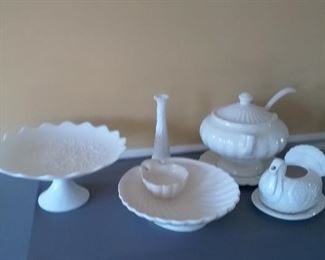 Assortment of White Entertainment and Cooking Accessories