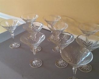 Set of Ten Crystal Cocktail Glasses