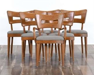 Set Of 6 Heywood Wakefield Dog Biscuit Dining Chairs 