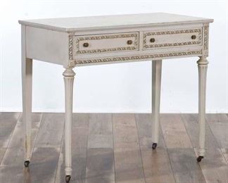 Whitewashed Carved French Provincial Writing Desk