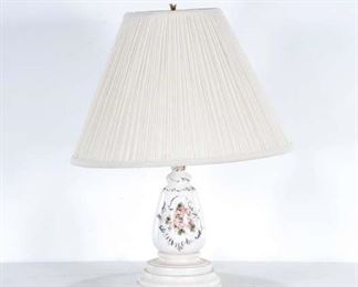 White Porcelain Floral Motif Table Lamp
