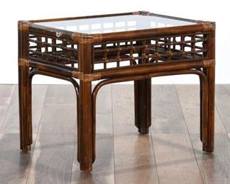 British Colonial Bentwood & Rattan End Table