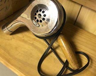 Vintage hair dryer ... yes, that is a wooden handle!