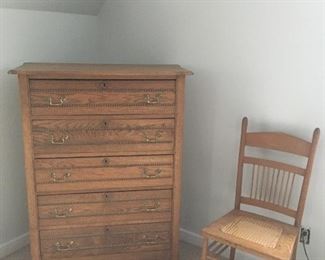 Antique Oak Dresser & Chair 