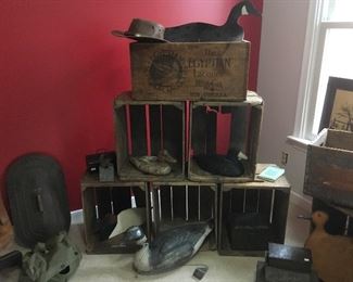 Antique Duck Decoys, Antique Adverising Crates, etc...