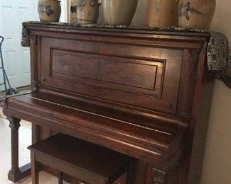 Antique Piano, Antique Crocks. 
