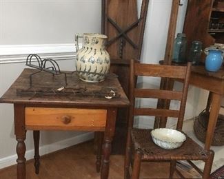 Antique Ironing board , spongewear , table , Chair 