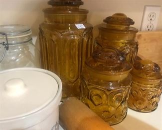 Amber Glass Canisters 
