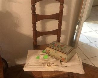 Antique Ladder Back Chair with Rush Seat 
