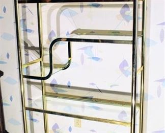 Mid-Century Modern Brass and Glass Etagere Milo Baughman Style