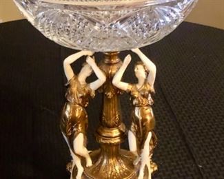 Vintage Gold Gilt & Cut Crystal Art Nouveau Vase